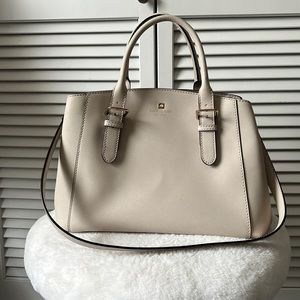 kate spade Cream Saffiano Leather Shoulder Bag